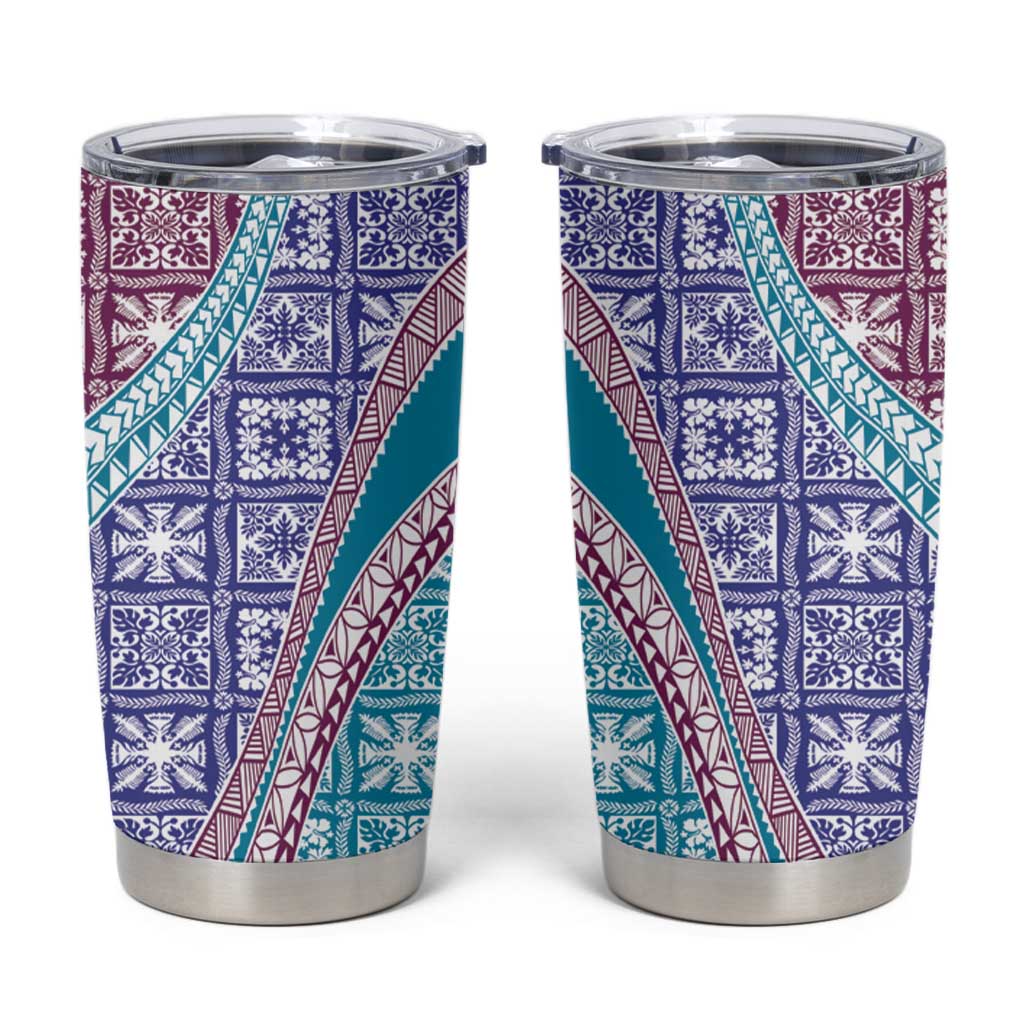 Hawaiian Quilt Pattern Tumbler Cup Purple Blue Color Mixed LT01 Purple - Polynesian Pride