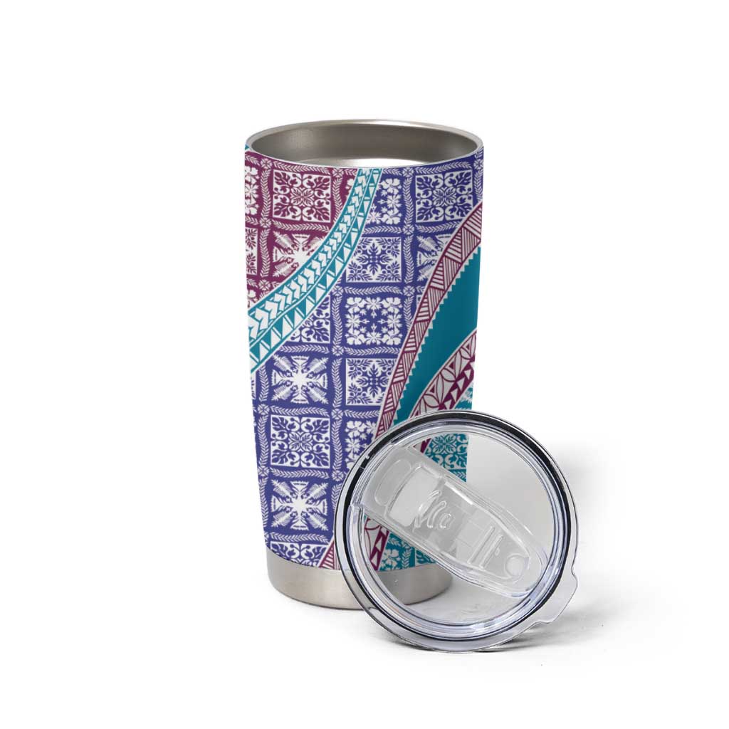 Hawaiian Quilt Pattern Tumbler Cup Purple Blue Color Mixed LT01 - Polynesian Pride