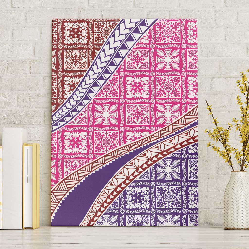Hawaiian Quilt Pattern Canvas Wall Art Sweet Color Mixed LT01 Without Frame Pink - Polynesian Pride