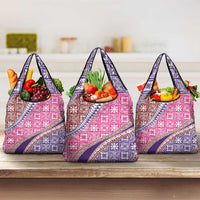 Hawaiian Quilt Pattern Grocery Bag Sweet Color Mixed LT01 3-pack One Size Pink - Polynesian Pride