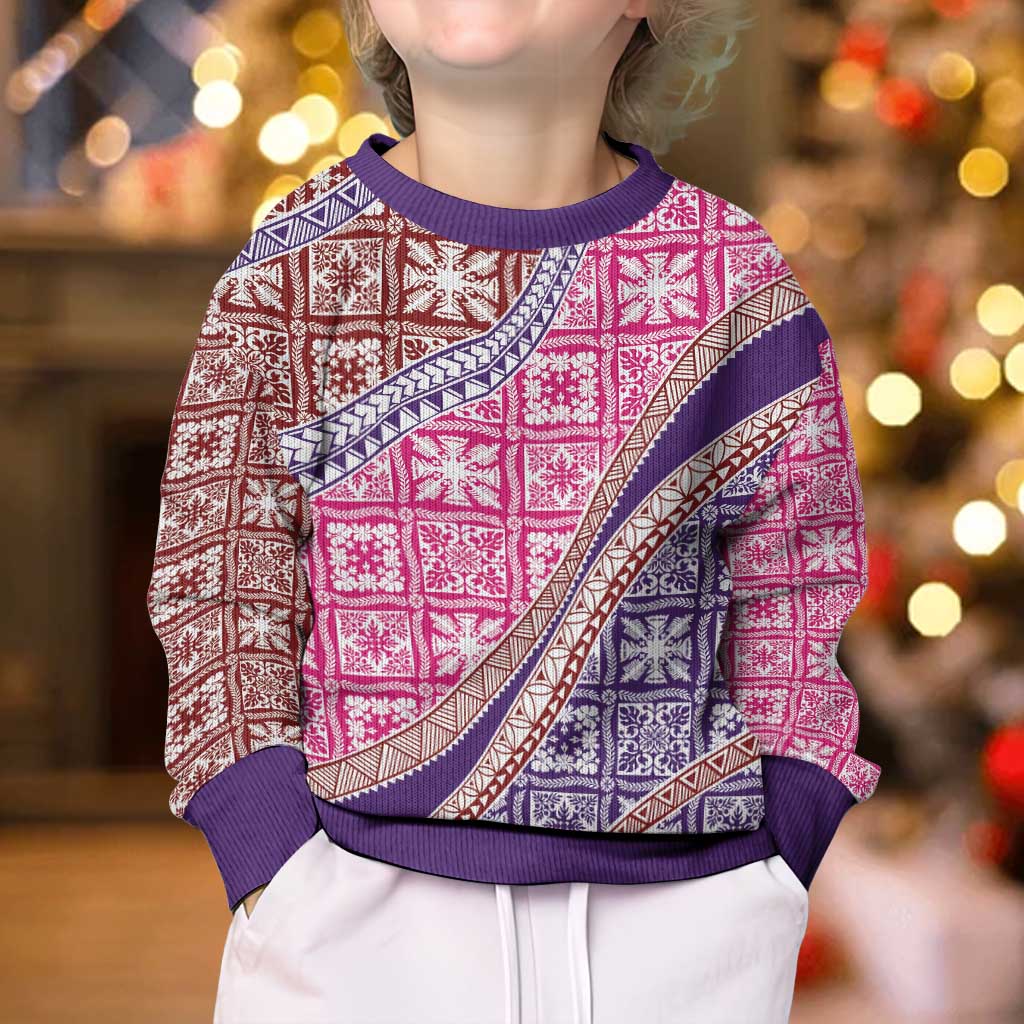 Hawaiian Quilt Pattern Kid Ugly Christmas Sweater Sweet Color Mixed LT01 - Polynesian Pride