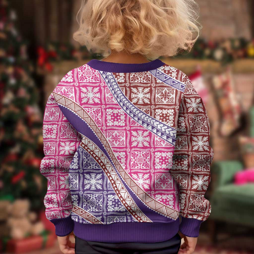 Hawaiian Quilt Pattern Kid Ugly Christmas Sweater Sweet Color Mixed LT01 - Polynesian Pride