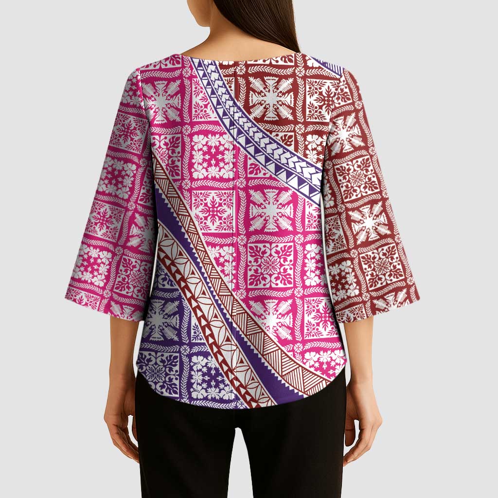 Hawaiian Quilt Pattern Kimono Sleeve Blouse Sweet Color Mixed LT01 - Polynesian Pride