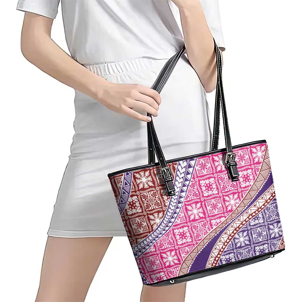 Hawaiian Quilt Pattern Leather Tote Bag Sweet Color Mixed LT01 - Polynesian Pride
