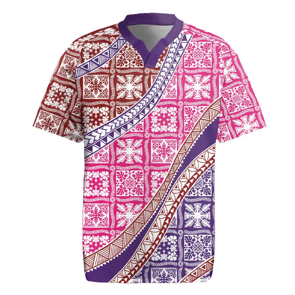 Hawaiian Quilt Pattern Rugby Jersey Sweet Color Mixed LT01 Pink - Polynesian Pride