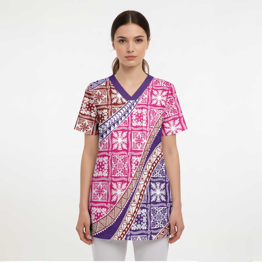 Hawaiian Quilt Pattern Scrub Top Sweet Color Mixed LT01 - Polynesian Pride