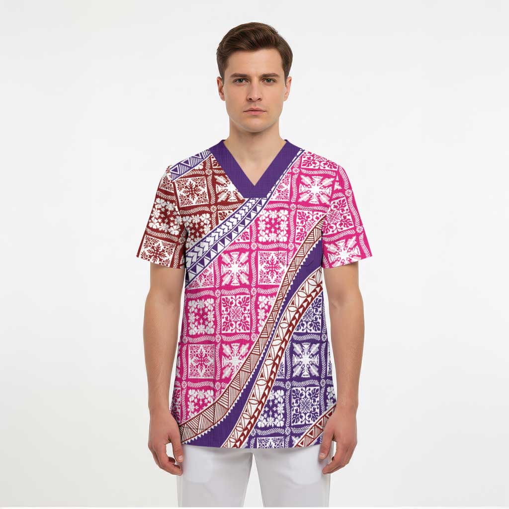 Hawaiian Quilt Pattern Scrub Top Sweet Color Mixed LT01 - Polynesian Pride