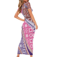 Hawaiian Quilt Pattern Short Sleeve Bodycon Dress Sweet Color Mixed LT01 - Polynesian Pride