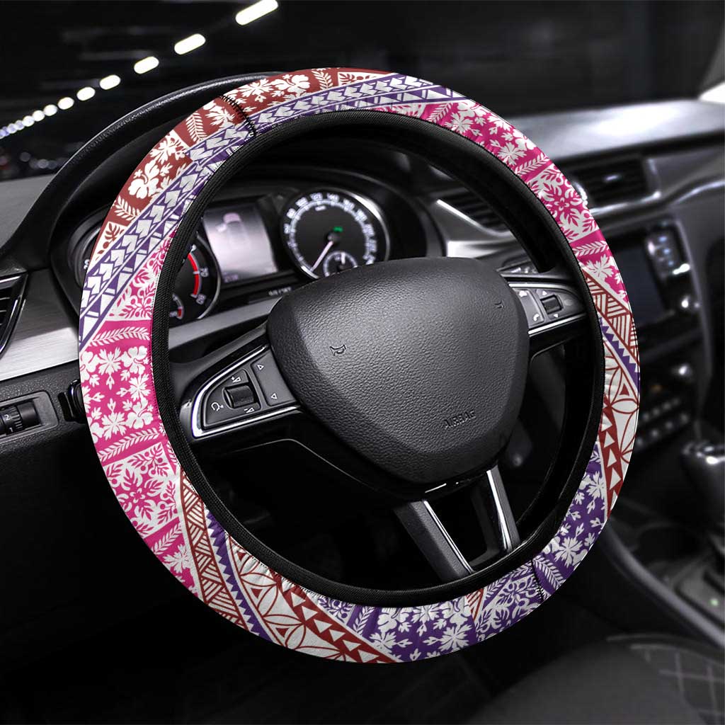 Hawaiian Quilt Pattern Steering Wheel Cover Sweet Color Mixed LT01 Universal Fit Pink - Polynesian Pride