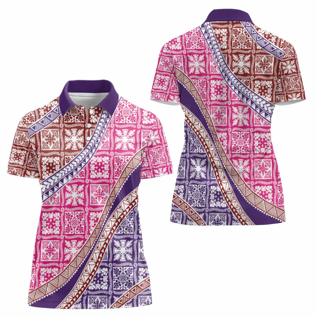 Hawaiian Quilt Pattern Women Polo Shirt Sweet Color Mixed LT01 - Polynesian Pride