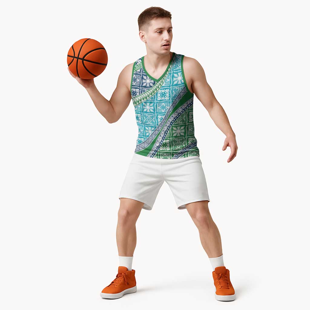 Hawaiian Quilt Pattern Basketball Jersey Fresh Color Mixed LT01 - Polynesian Pride