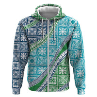 Hawaiian Quilt Pattern Hoodie Fresh Color Mixed LT01 Zip Hoodie Green - Polynesian Pride