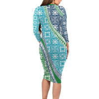 Hawaiian Quilt Pattern Long Sleeve Bodycon Dress Fresh Color Mixed LT01 - Polynesian Pride