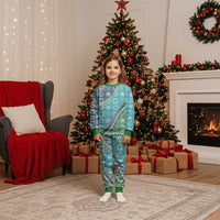 Hawaiian Quilt Pattern Christmas Pajama Set Fresh Color Mixed LT01 Kid Green - Polynesian Pride