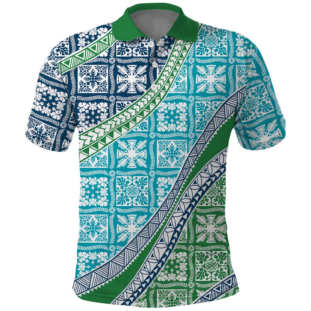Hawaiian Quilt Pattern Polo Shirt Fresh Color Mixed LT01 Green - Polynesian Pride