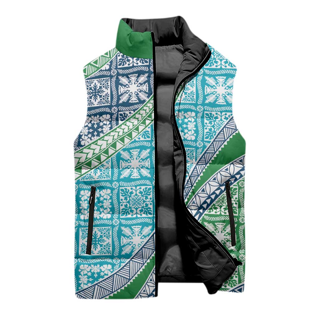 Hawaiian Quilt Pattern Sleeveless Puffer Jacket Fresh Color Mixed LT01 - Polynesian Pride