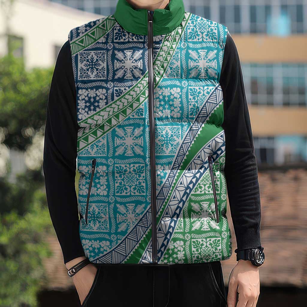 Hawaiian Quilt Pattern Sleeveless Puffer Jacket Fresh Color Mixed LT01 - Polynesian Pride