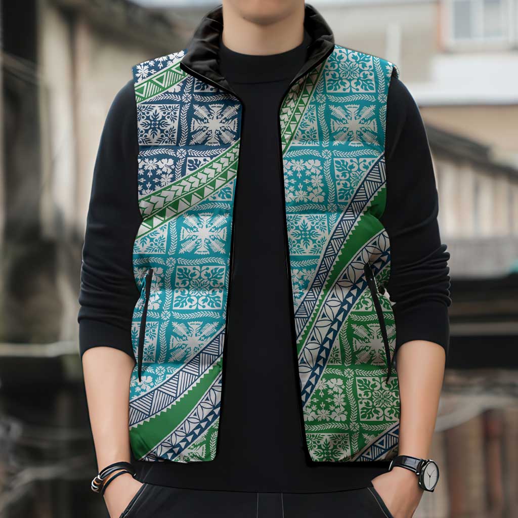 Hawaiian Quilt Pattern Sleeveless Puffer Jacket Fresh Color Mixed LT01 - Polynesian Pride