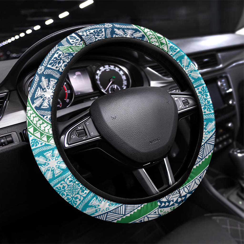 Hawaiian Quilt Pattern Steering Wheel Cover Fresh Color Mixed LT01 Universal Fit Green - Polynesian Pride
