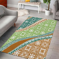 Hawaiian Quilt Pattern Area Rug Green Chestnut Color Mixed LT01 - Polynesian Pride