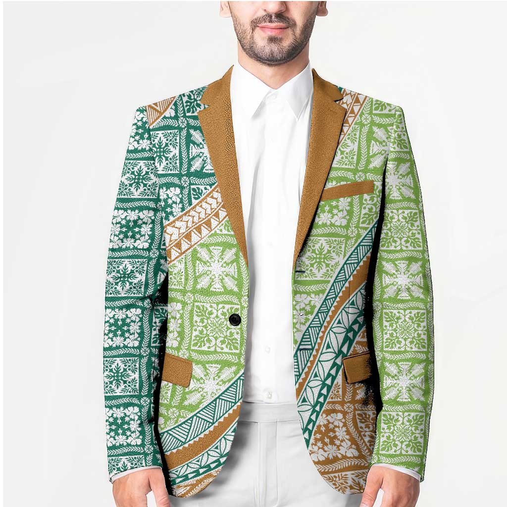 Hawaiian Quilt Pattern Blazer Green Chestnut Color Mixed LT01 - Polynesian Pride