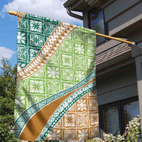 Hawaiian Quilt Pattern Garden Flag Green Chestnut Color Mixed LT01 - Polynesian Pride