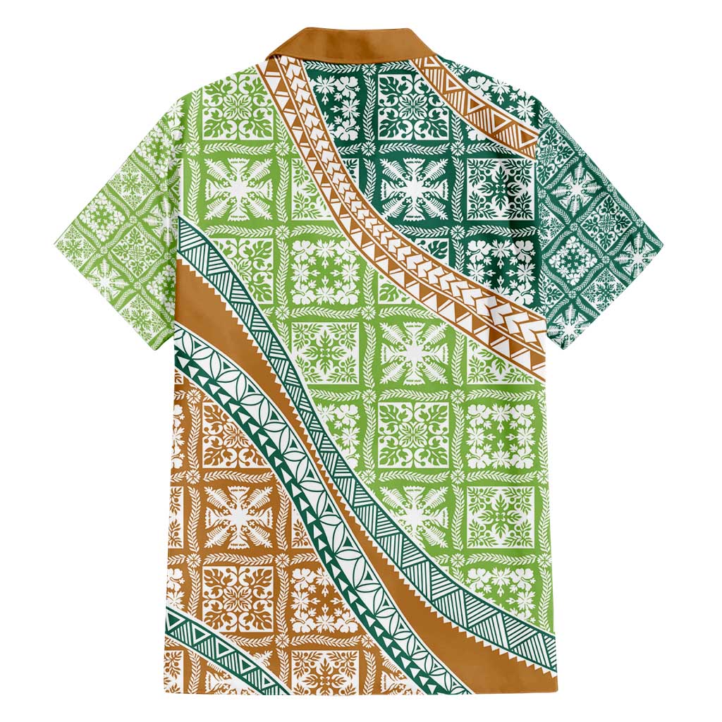 Hawaiian Quilt Pattern Hawaiian Shirt Green Chestnut Color Mixed LT01 - Polynesian Pride