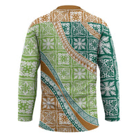 Hawaiian Quilt Pattern Hockey Jersey Green Chestnut Color Mixed LT01 - Polynesian Pride