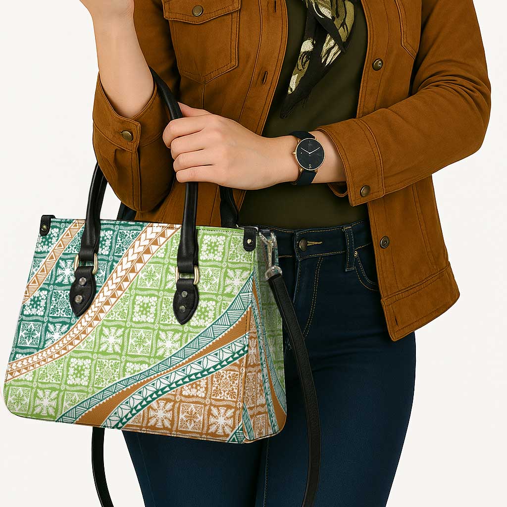 Hawaiian Quilt Pattern Leather Bag Green Chestnut Color Mixed LT01 - Polynesian Pride