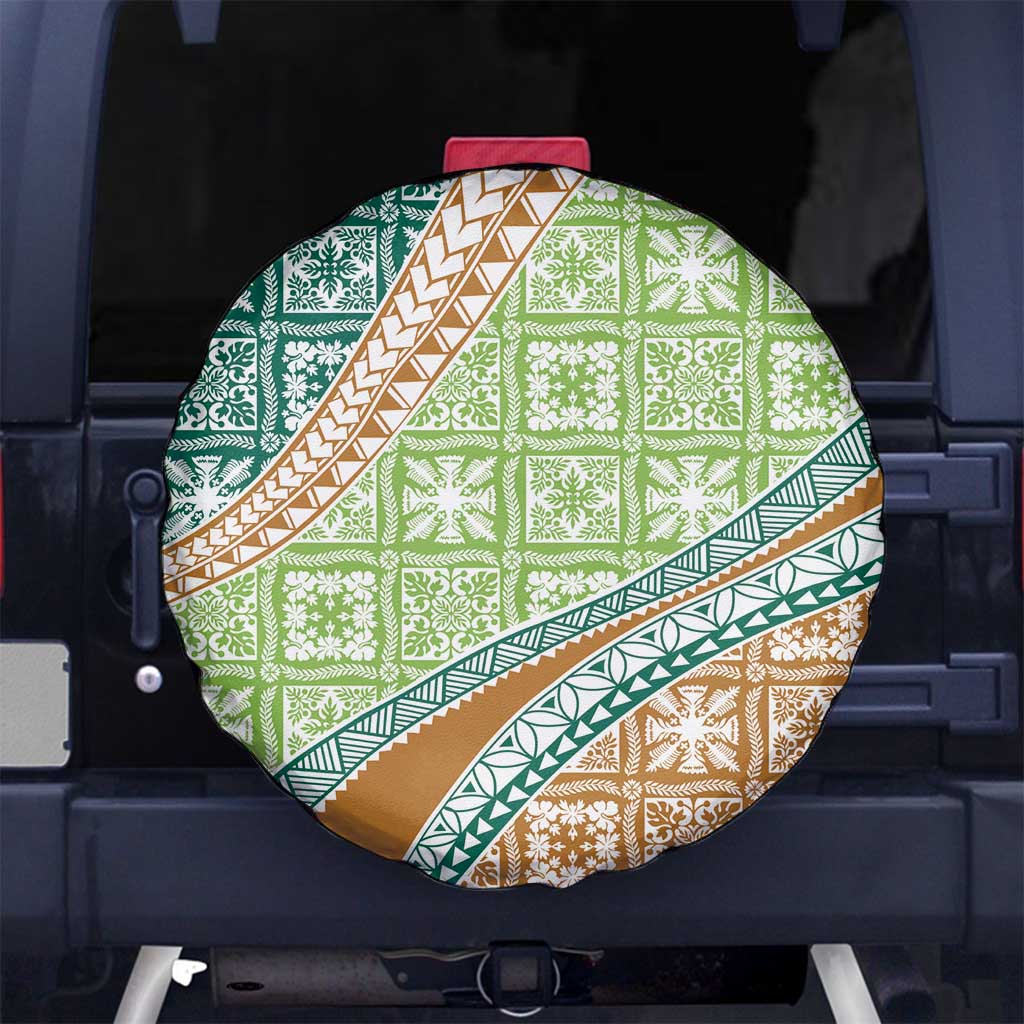 Hawaiian Quilt Pattern Spare Tire Cover Green Chestnut Color Mixed LT01 No hole Green - Polynesian Pride