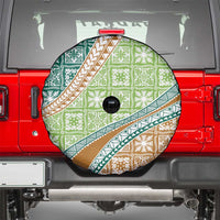 Hawaiian Quilt Pattern Spare Tire Cover Green Chestnut Color Mixed LT01 - Polynesian Pride