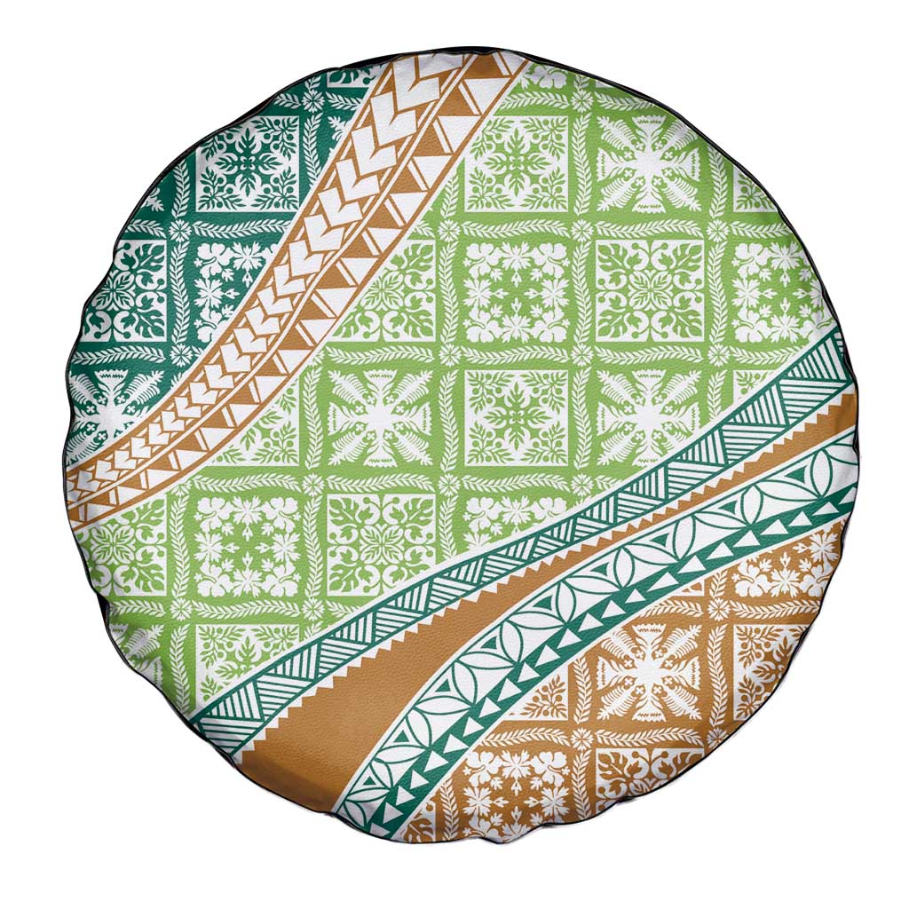 Hawaiian Quilt Pattern Spare Tire Cover Green Chestnut Color Mixed LT01 - Polynesian Pride