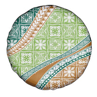 Hawaiian Quilt Pattern Spare Tire Cover Green Chestnut Color Mixed LT01 - Polynesian Pride