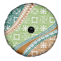 Hawaiian Quilt Pattern Spare Tire Cover Green Chestnut Color Mixed LT01 - Polynesian Pride