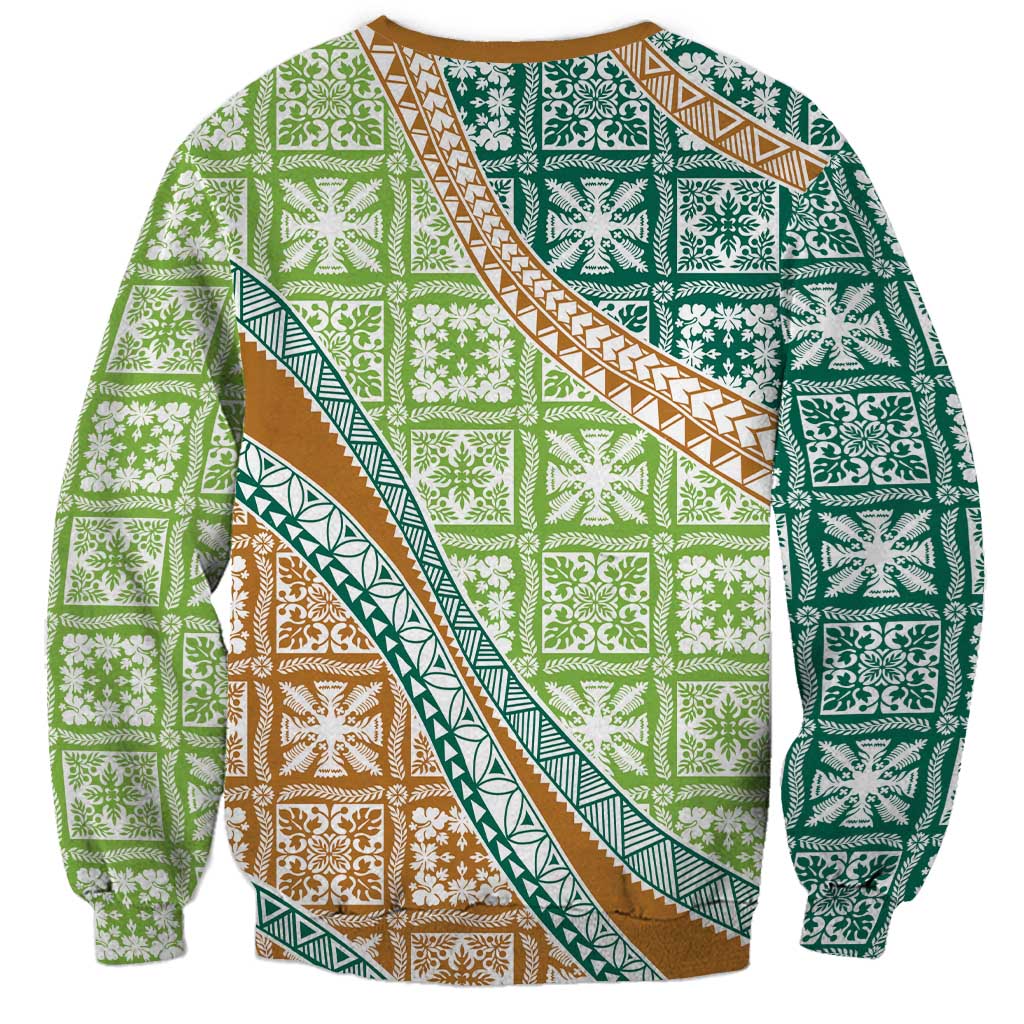 Hawaiian Quilt Pattern Sweatshirt Green Chestnut Color Mixed LT01 - Polynesian Pride