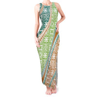Hawaiian Quilt Pattern Tank Maxi Dress Green Chestnut Color Mixed LT01 Women Green - Polynesian Pride