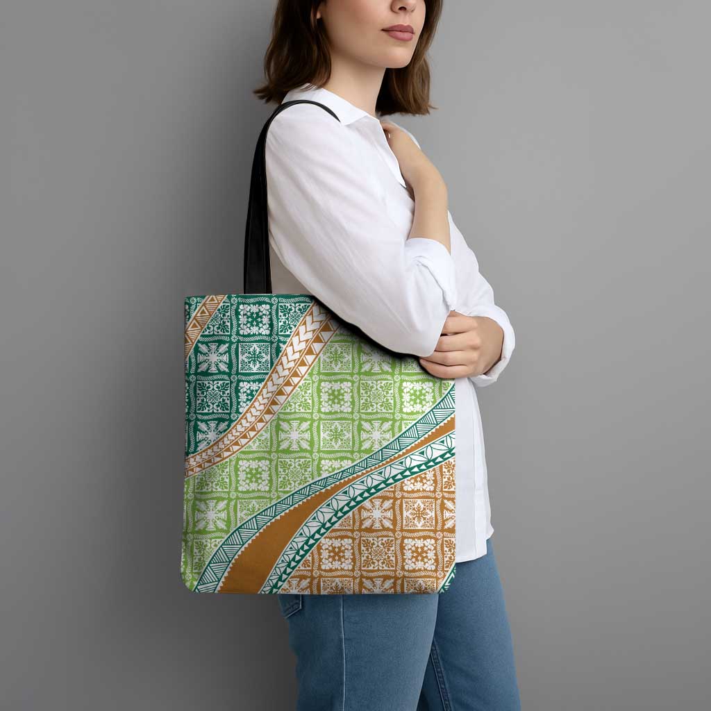 Hawaiian Quilt Pattern Tote Bag Green Chestnut Color Mixed LT01 - Polynesian Pride