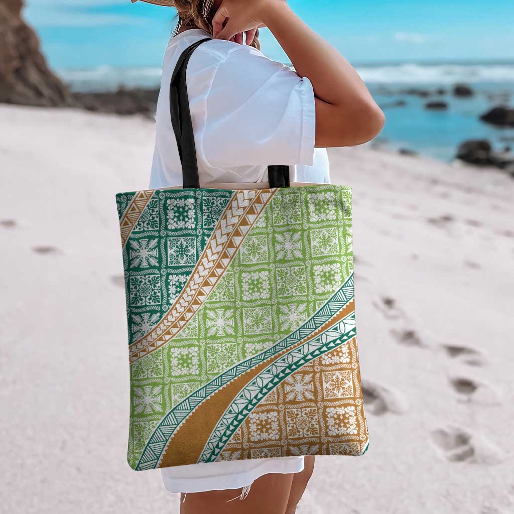 Hawaiian Quilt Pattern Tote Bag Green Chestnut Color Mixed LT01 - Polynesian Pride