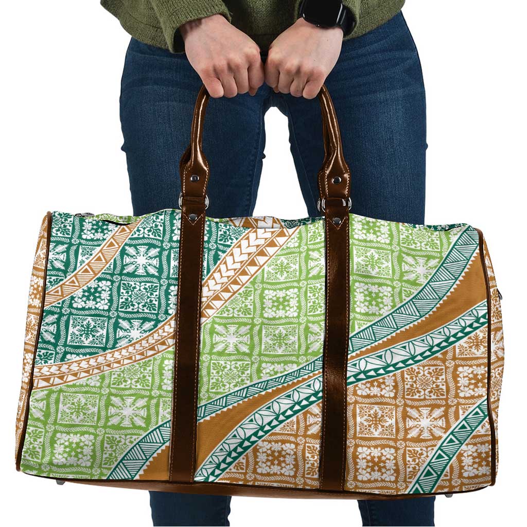 Hawaiian Quilt Pattern Travel Bag Green Chestnut Color Mixed LT01 Green - Polynesian Pride