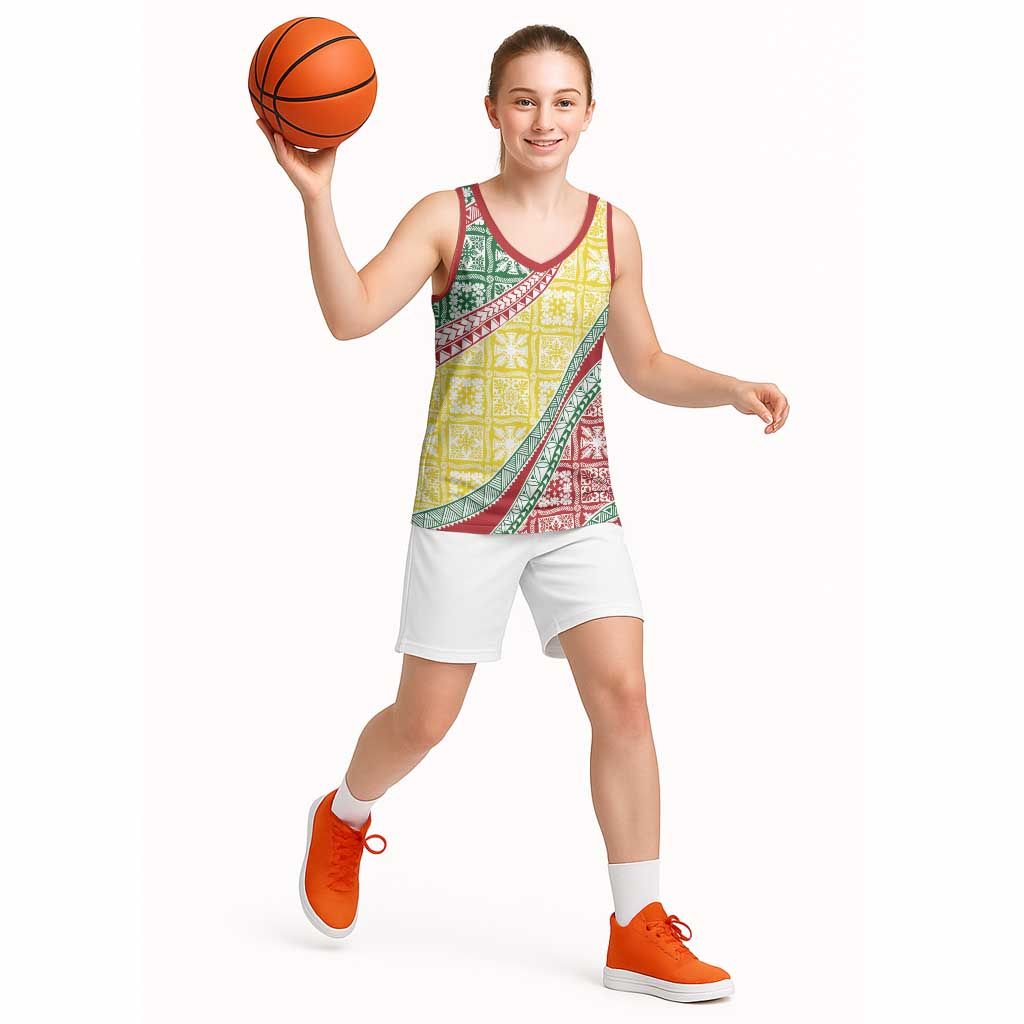 Hawaiian Quilt Pattern Basketball Jersey Special Color Mixed LT01 - Polynesian Pride