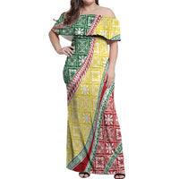 Hawaiian Quilt Pattern Off Shoulder Maxi Dress Special Color Mixed LT01 Women Multicolor - Polynesian Pride