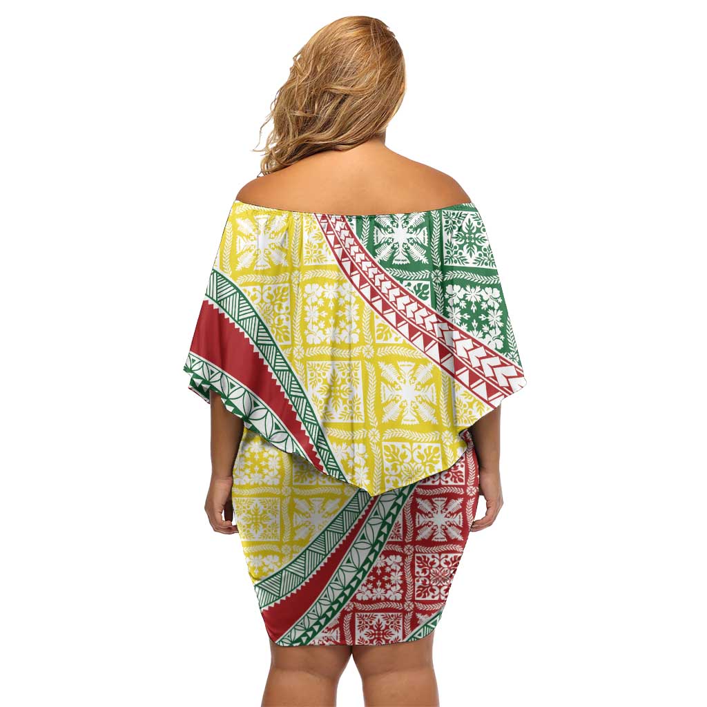 Hawaiian Quilt Pattern Off Shoulder Short Dress Special Color Mixed LT01 - Polynesian Pride
