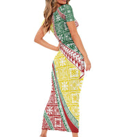 Hawaiian Quilt Pattern Short Sleeve Bodycon Dress Special Color Mixed LT01 - Polynesian Pride