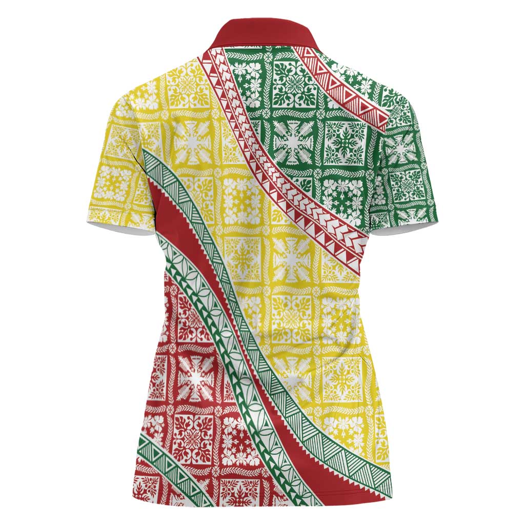 Hawaiian Quilt Pattern Women Polo Shirt Special Color Mixed LT01 - Polynesian Pride