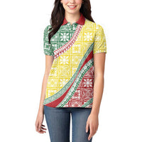 Hawaiian Quilt Pattern Women Polo Shirt Special Color Mixed LT01 - Polynesian Pride