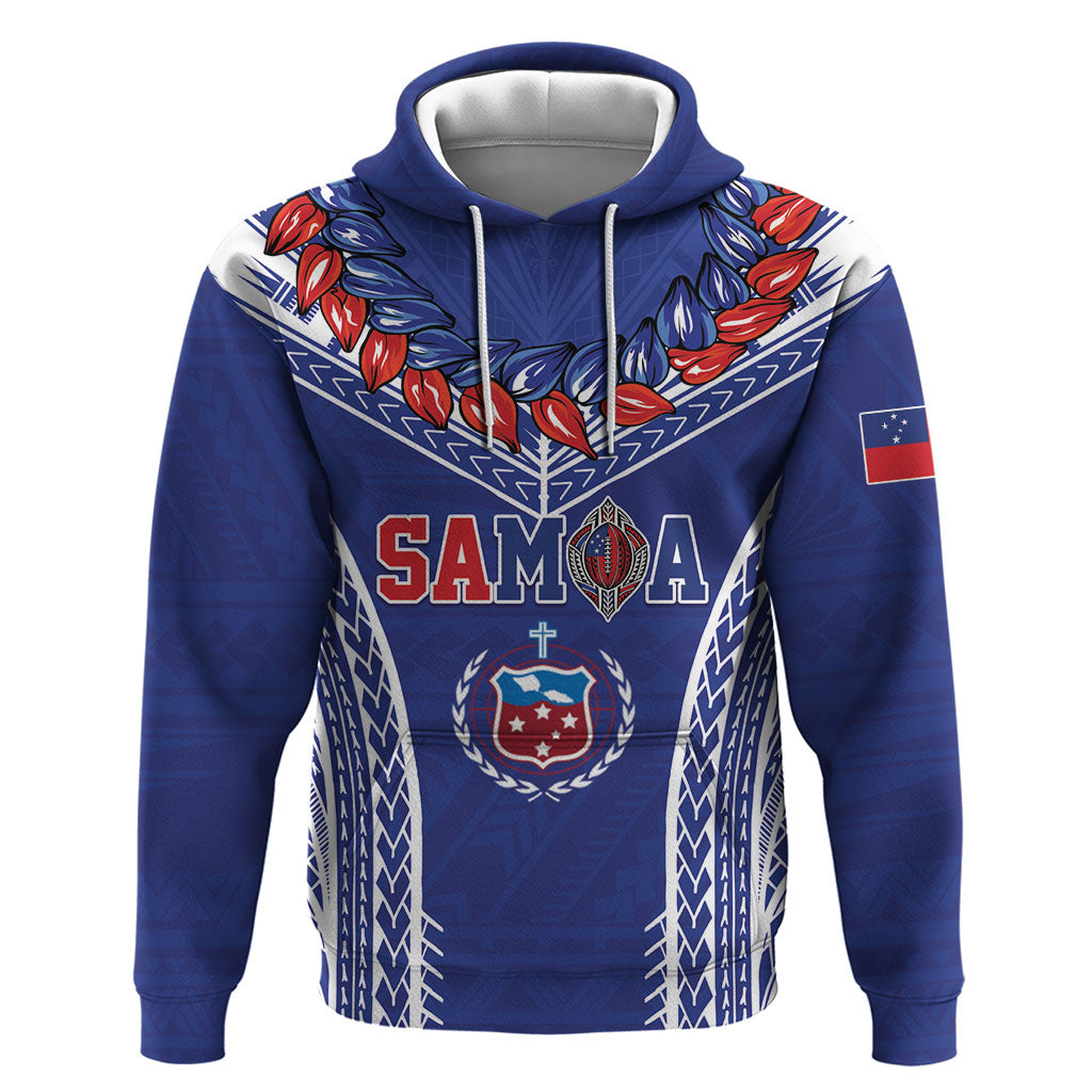 Custom Rugby Samoa 2026 Hoodie UlaFala Polynesian Pattern LT01 Pullover Hoodie Blue - Polynesian Pride