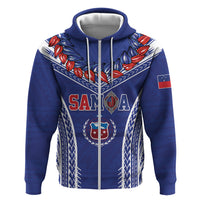Custom Rugby Samoa 2026 Hoodie UlaFala Polynesian Pattern LT01 Zip Hoodie Blue - Polynesian Pride
