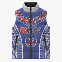 Custom Rugby Samoa 2026 Sleeveless Puffer Jacket UlaFala Polynesian Pattern LT01 Unisex Blue - Polynesian Pride