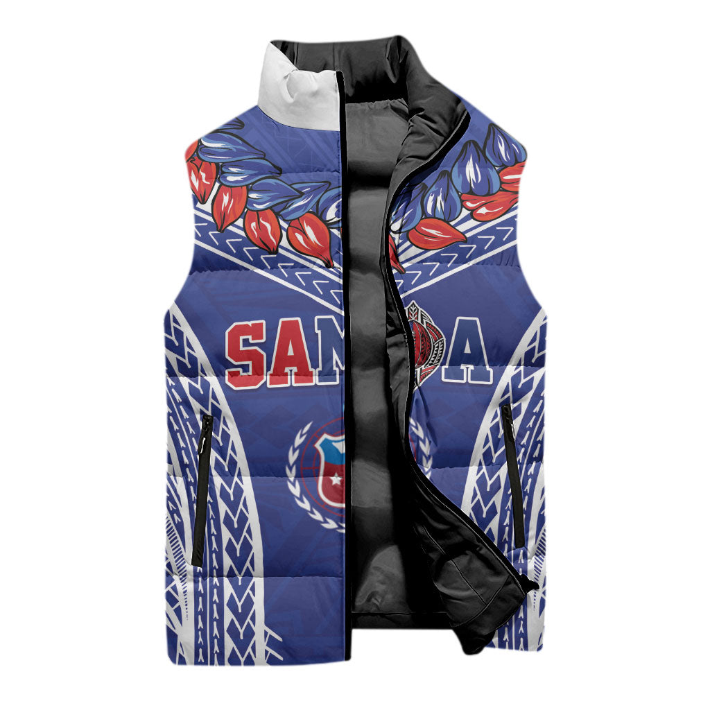 Custom Rugby Samoa 2026 Sleeveless Puffer Jacket UlaFala Polynesian Pattern LT01 - Polynesian Pride