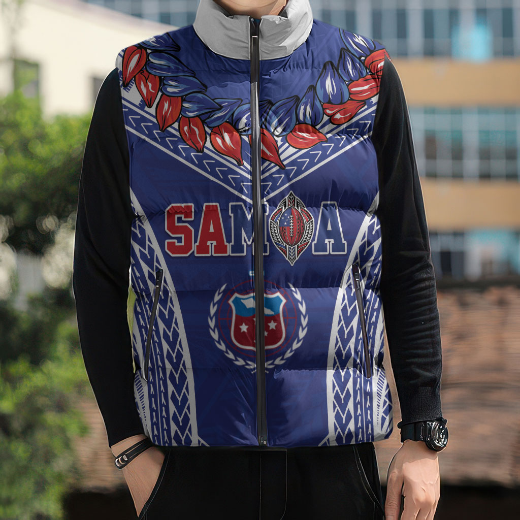 Custom Rugby Samoa 2026 Sleeveless Puffer Jacket UlaFala Polynesian Pattern LT01 - Polynesian Pride